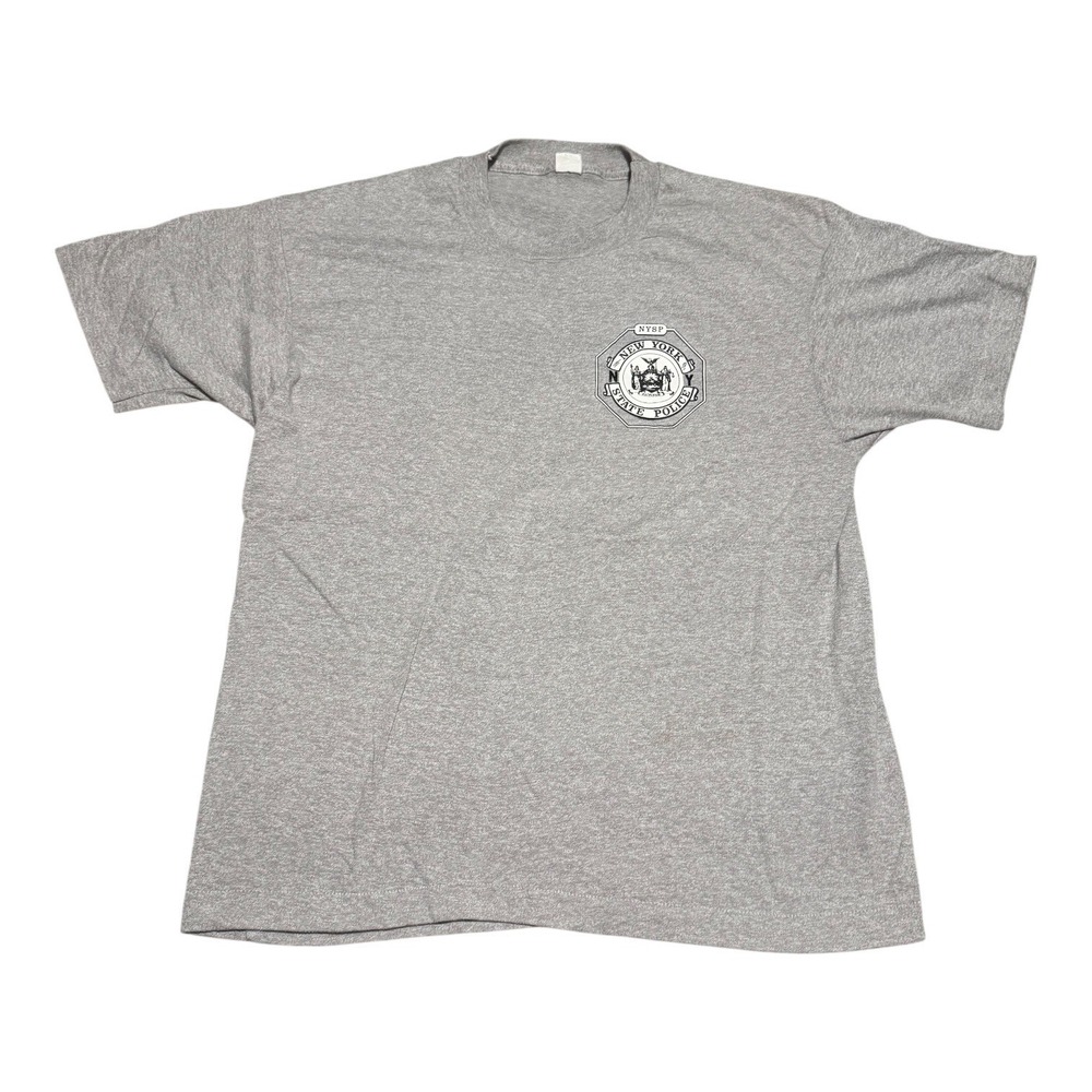 Vintage 80s New Yorkโ State Gray NYPD Single Stitch Shirt Men's Medium